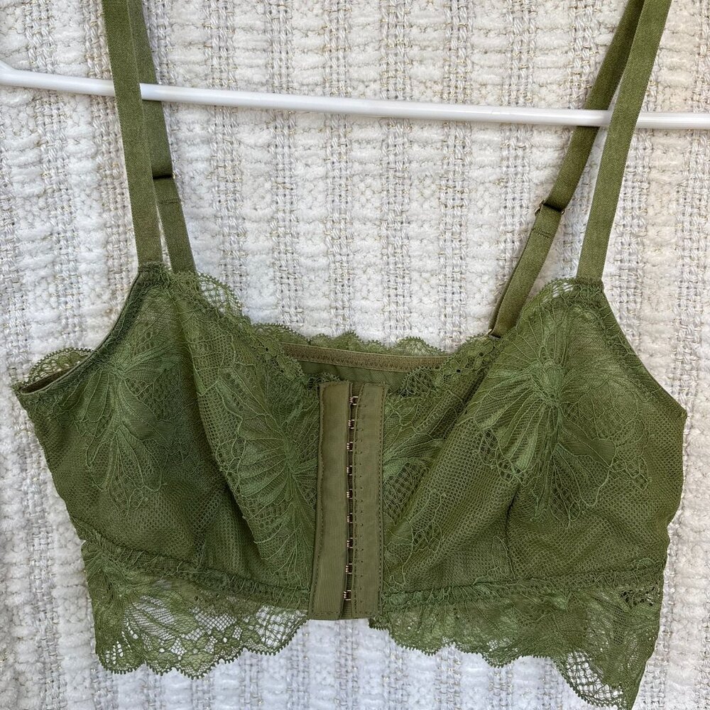 Auden Small Green Lace Bralette Corset - Front Clasp Unlined